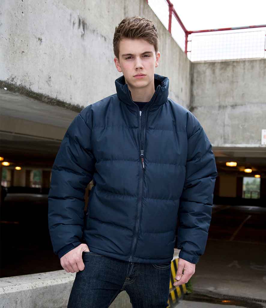 Result Urban Holkham Down Feel Jacket in Navy by Result Urban — Custom branded clothing by Print Press, featuring premium embroidery produced in our specialist print lab in the UK.
