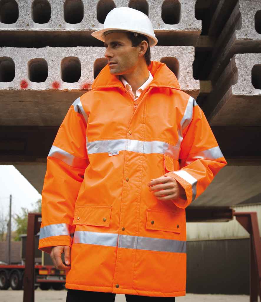 Result Safe-Guard Hi-Vis Safety Jacket in Orange by Result Safe-Guard — Custom branded clothing by Print Press, featuring premium embroidery produced in our specialist print lab in the UK.