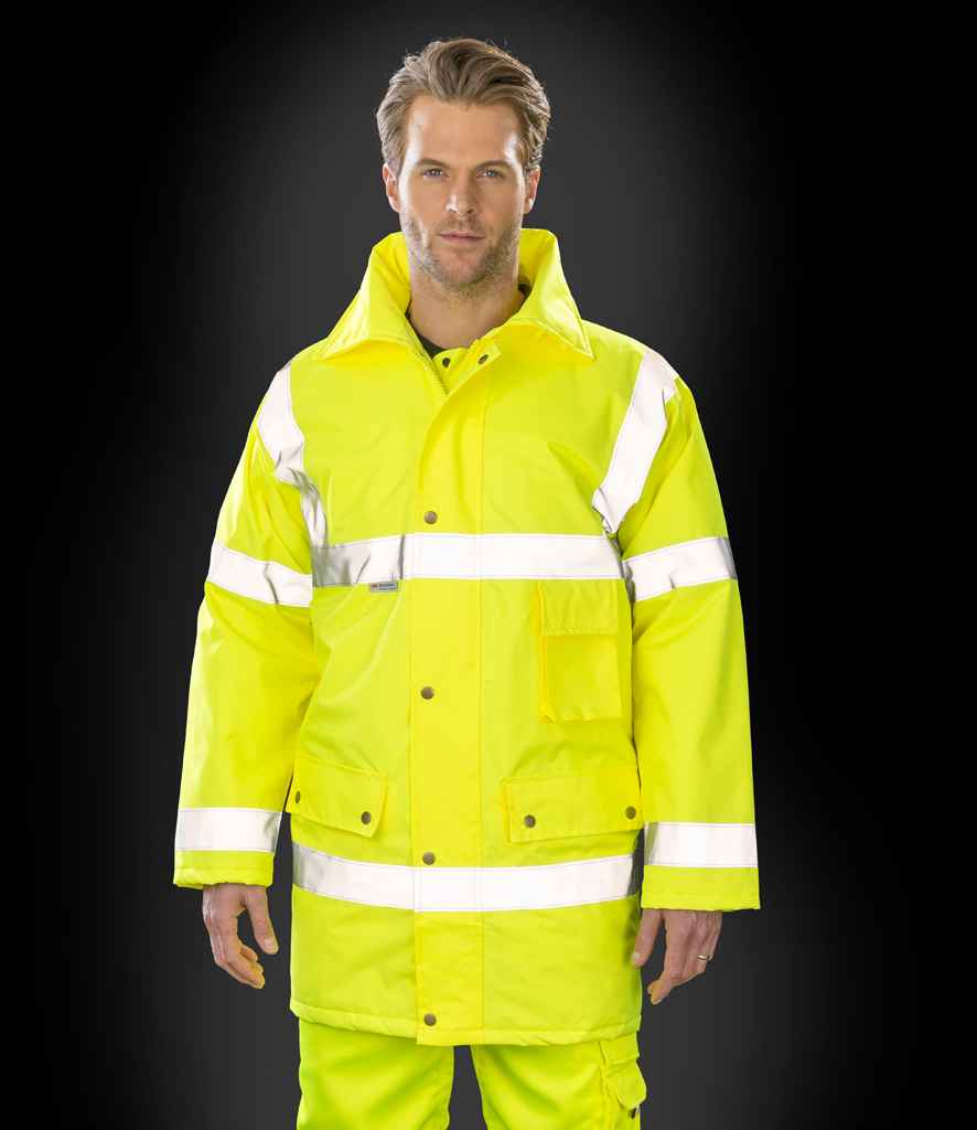 Result Safe-Guard Hi-Vis Safety Jacket in Yellow by Result Safe-Guard — Custom branded clothing by Print Press, featuring premium embroidery produced in our specialist print lab in the UK.