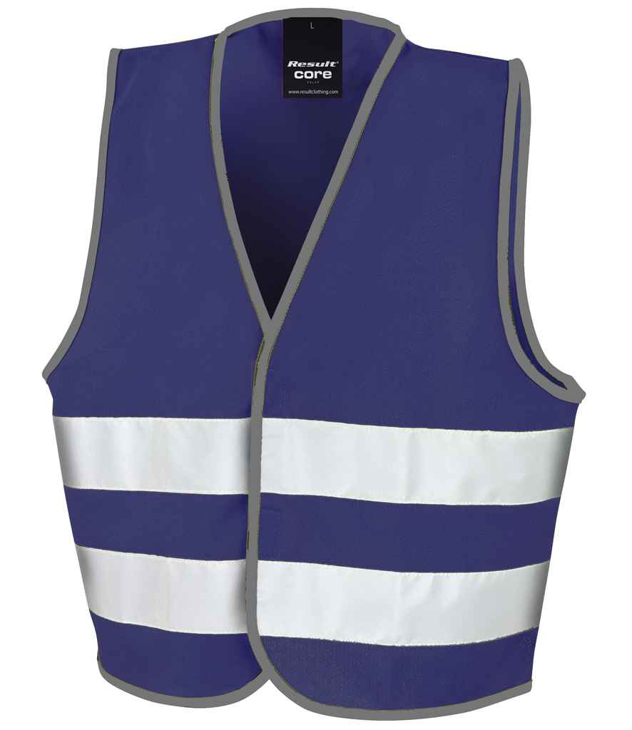 Result Core Kids Enhanced Vis Vest in Navy by Result Core — Custom branded clothing by Print Press, featuring premium embroidery produced in our specialist print lab in the UK.