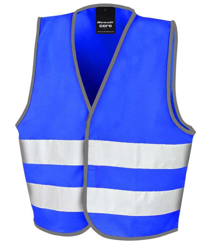 Result Core Kids Enhanced Vis Vest in Royal Blue by Result Core — Custom branded clothing by Print Press, featuring premium embroidery produced in our specialist print lab in the UK.