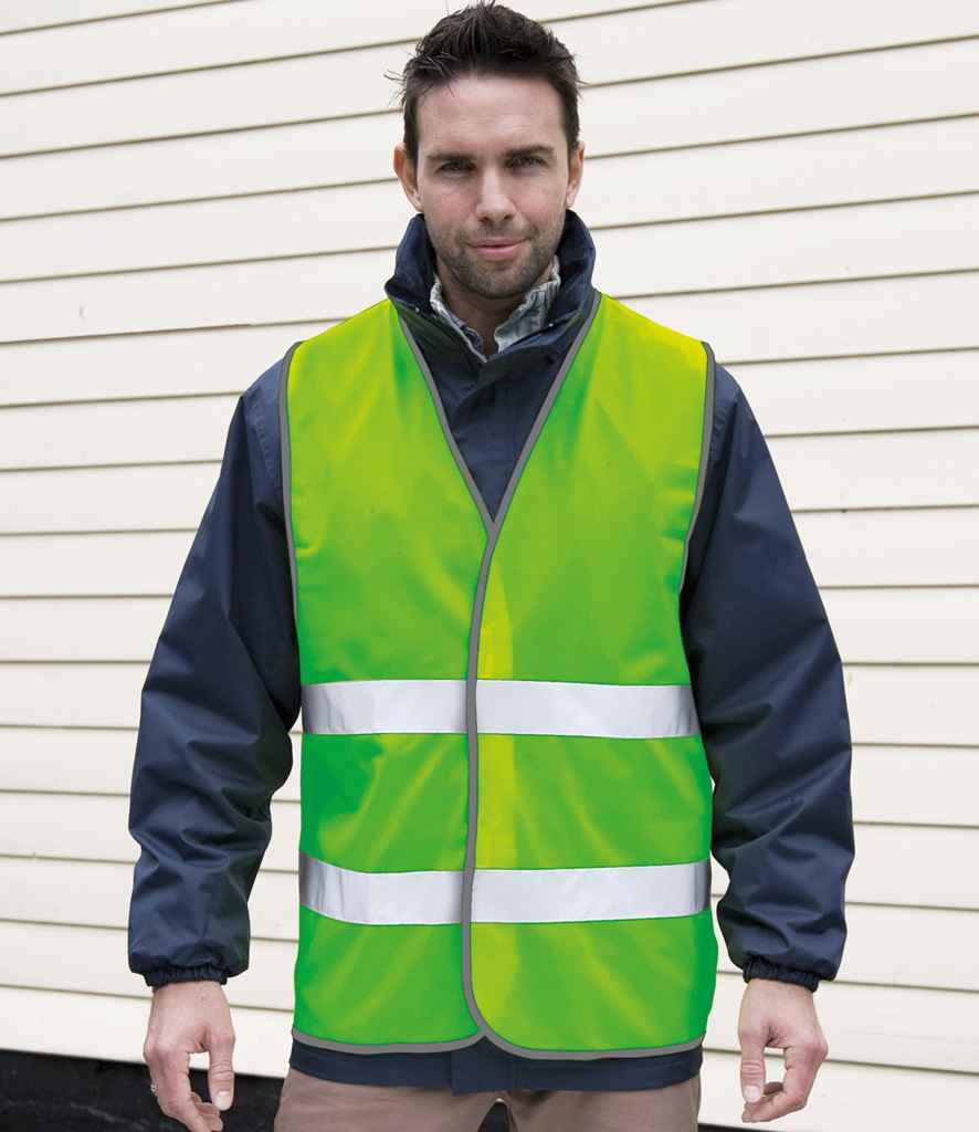 Result Core Enhanced Vis Vest in Lime Green by Result Core — Custom branded clothing by Print Press, featuring premium embroidery produced in our specialist print lab in the UK.