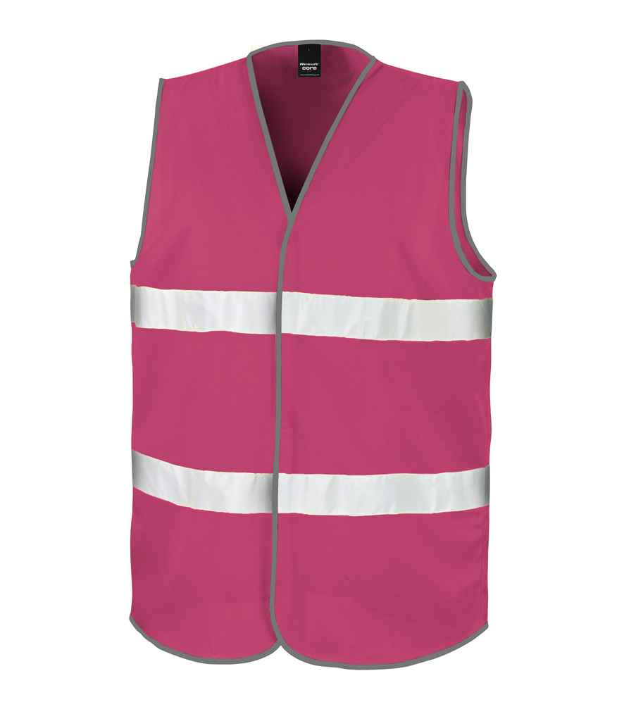 Result Core Enhanced Vis Vest in Raspberry by Result Core — Custom branded clothing by Print Press, featuring premium embroidery produced in our specialist print lab in the UK.