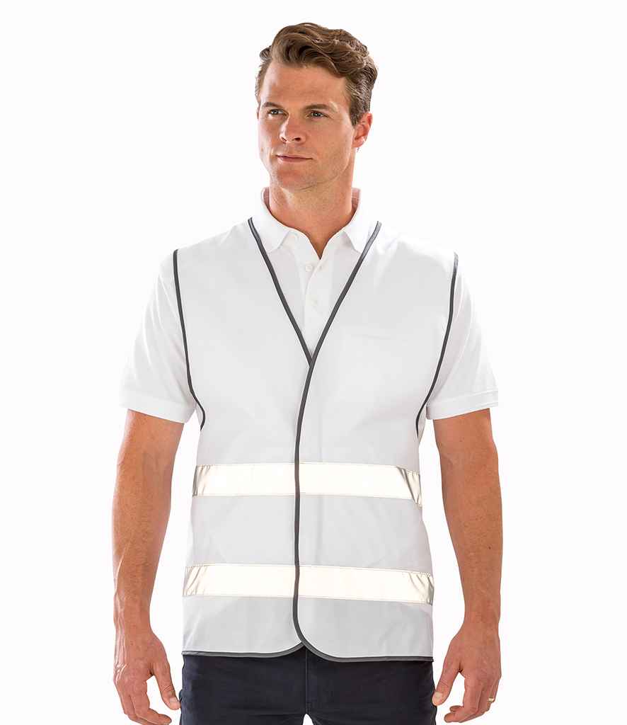 Result Core Enhanced Vis Vest in White by Result Core — Custom branded clothing by Print Press, featuring premium embroidery produced in our specialist print lab in the UK.