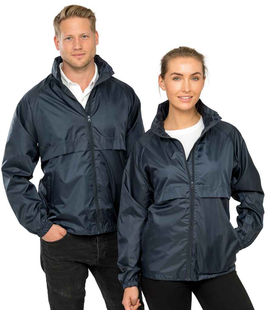 Result Core Lightweight Lined Waterproof Jacket in Navy by Result Core — Custom branded clothing by Print Press, featuring premium embroidery produced in our specialist print lab in the UK.