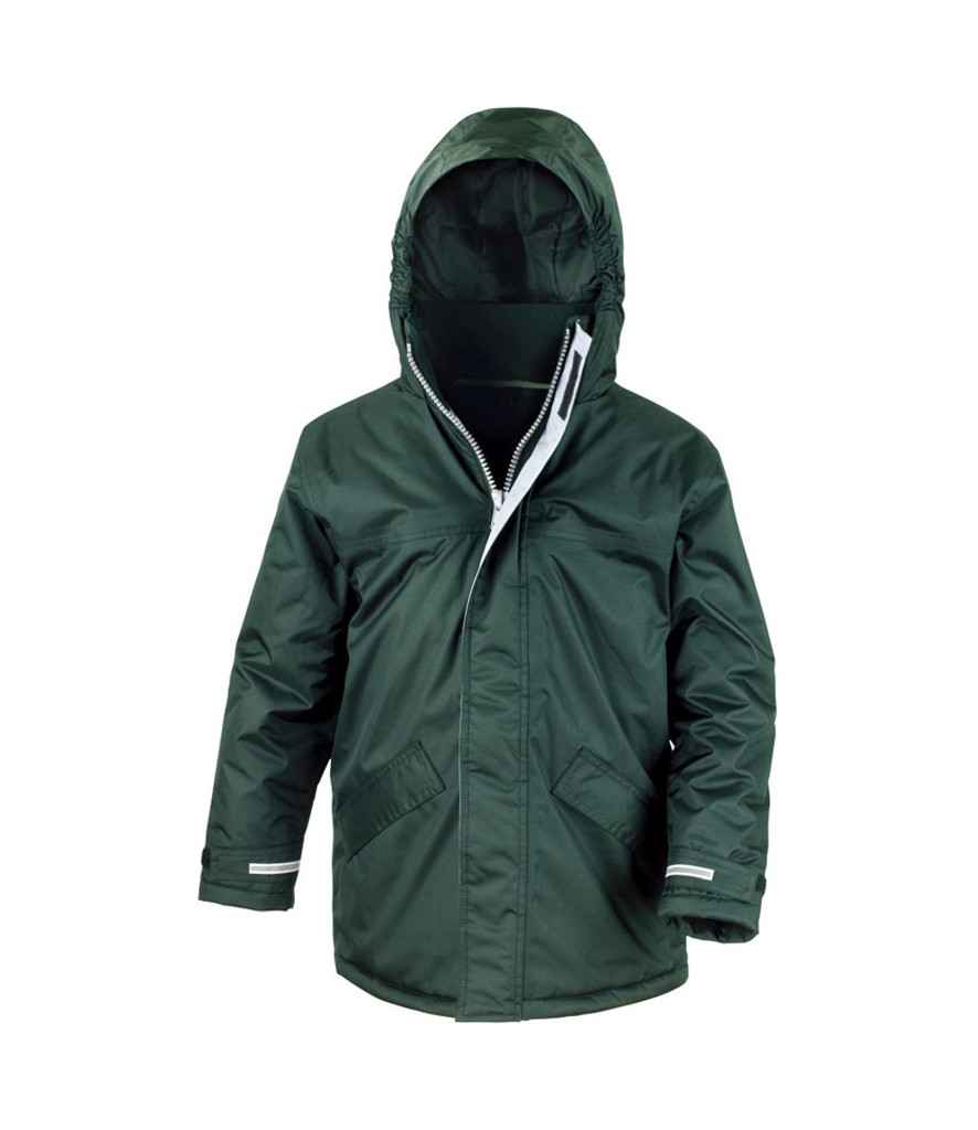 Result Core Kids Winter Parka in Bottle Green by Result Core — Custom branded clothing by Print Press, featuring premium embroidery produced in our specialist print lab in the UK.