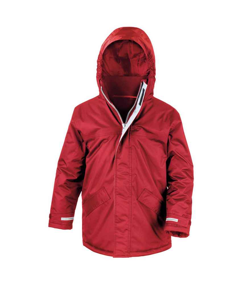 Result Core Kids Winter Parka in Red by Result Core — Custom branded clothing by Print Press, featuring premium embroidery produced in our specialist print lab in the UK.