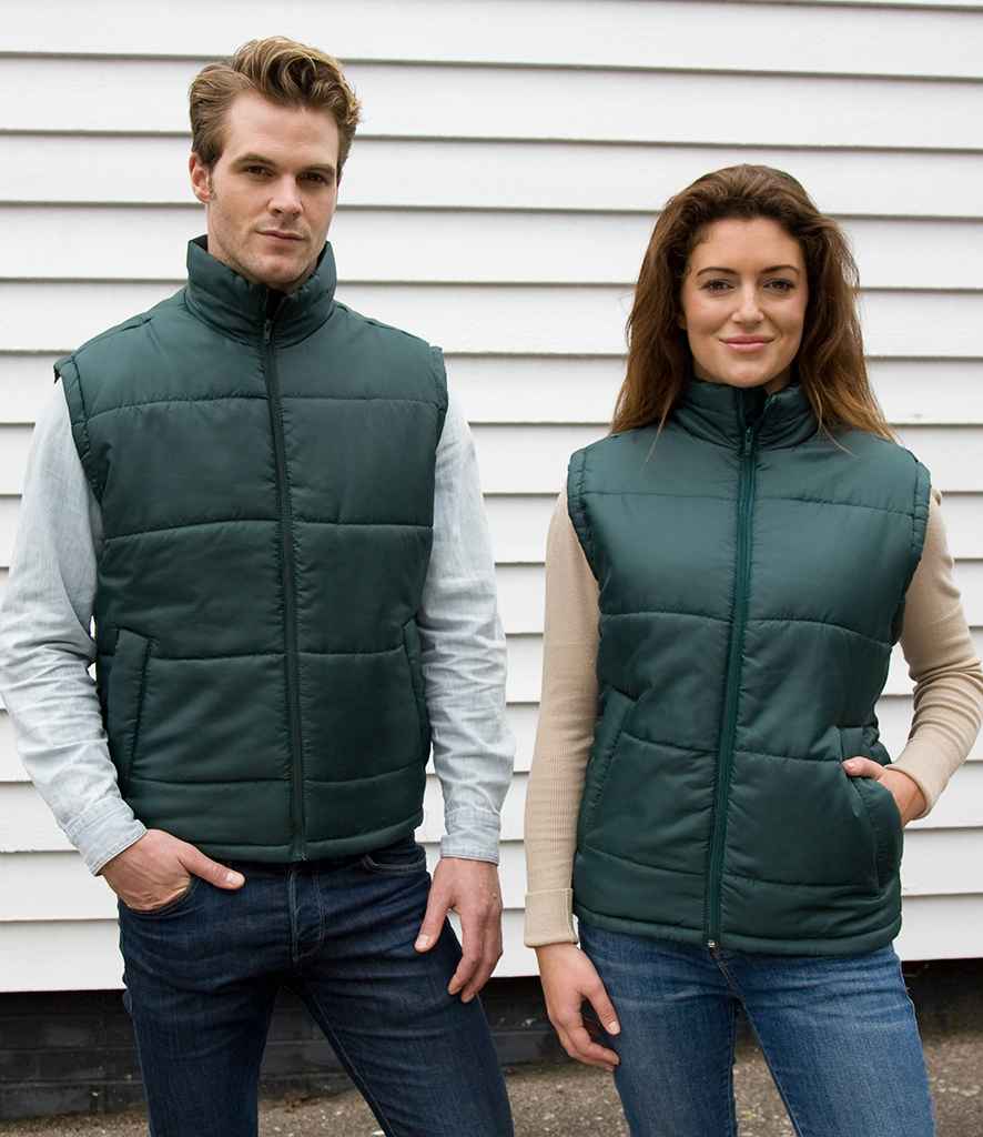 Result Core Padded Bodywarmer in Bottle Green by Result Core — Custom branded clothing by Print Press, featuring premium embroidery produced in our specialist print lab in the UK.