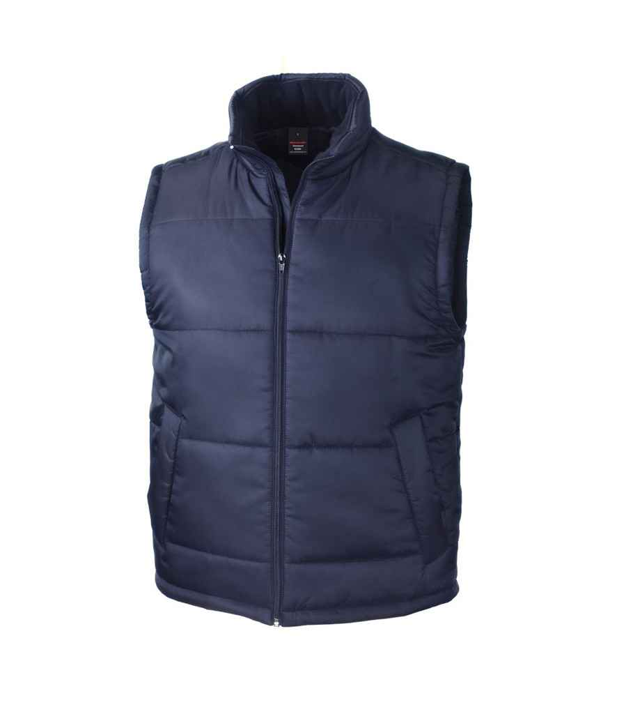 Result Core Padded Bodywarmer in Navy by Result Core — Custom branded clothing by Print Press, featuring premium embroidery produced in our specialist print lab in the UK.