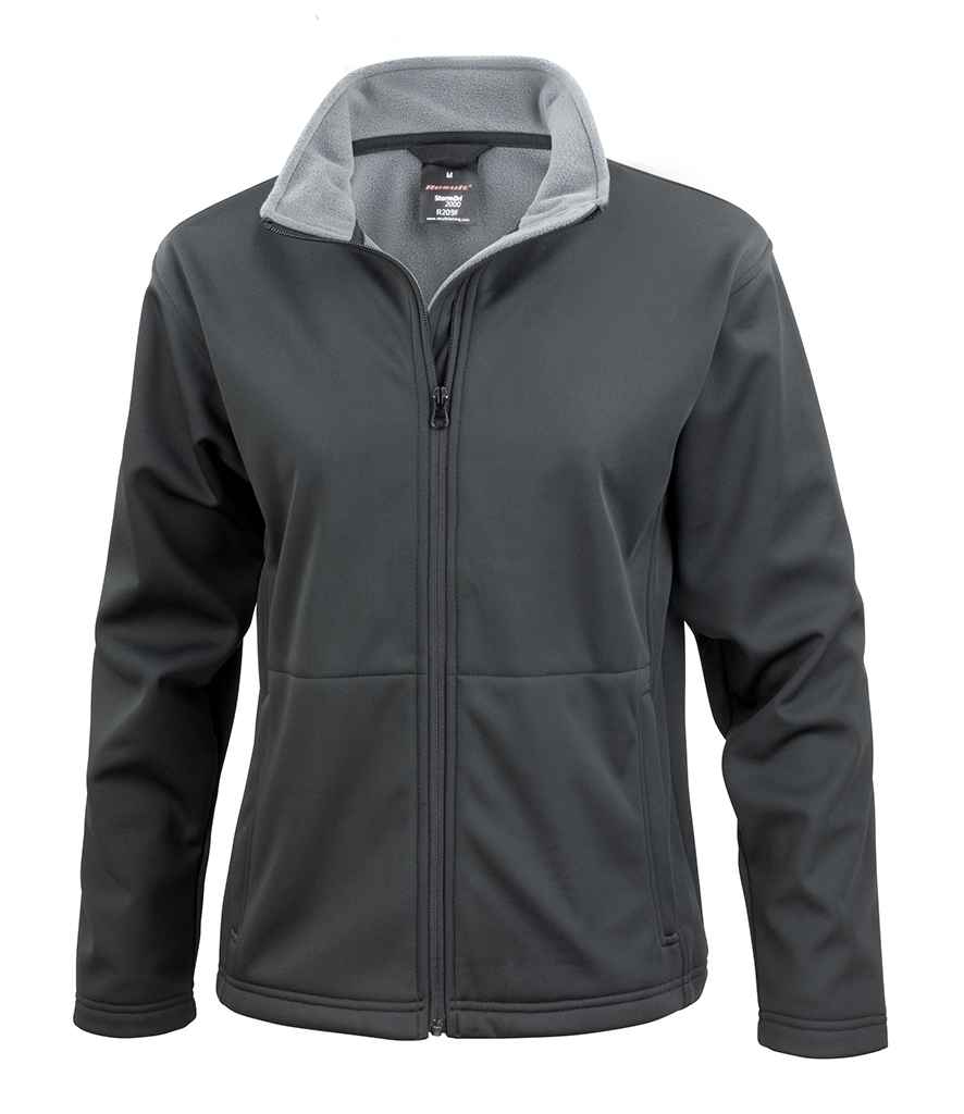 Result Core Ladies Soft Shell Jacket in Black by Result Core — Custom branded clothing by Print Press, featuring premium embroidery produced in our specialist print lab in the UK.