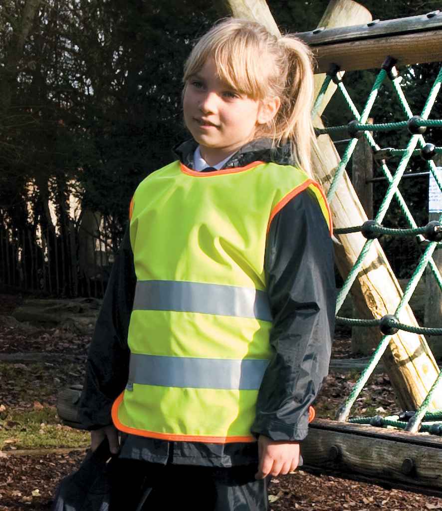 Result Safe-Guard Kids Hi-Vis Tabard in by Result Safe-Guard — Custom branded clothing by Print Press, featuring premium embroidery produced in our specialist print lab in the UK.