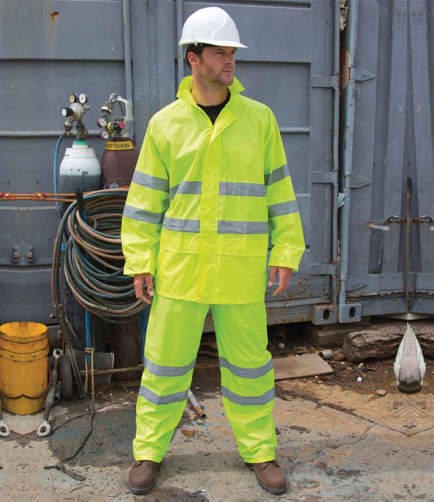 Result Safe-Guard Hi-Vis Waterproof Suit in Yellow by Result Safe-Guard — Custom branded clothing by Print Press, featuring premium embroidery produced in our specialist print lab in the UK.