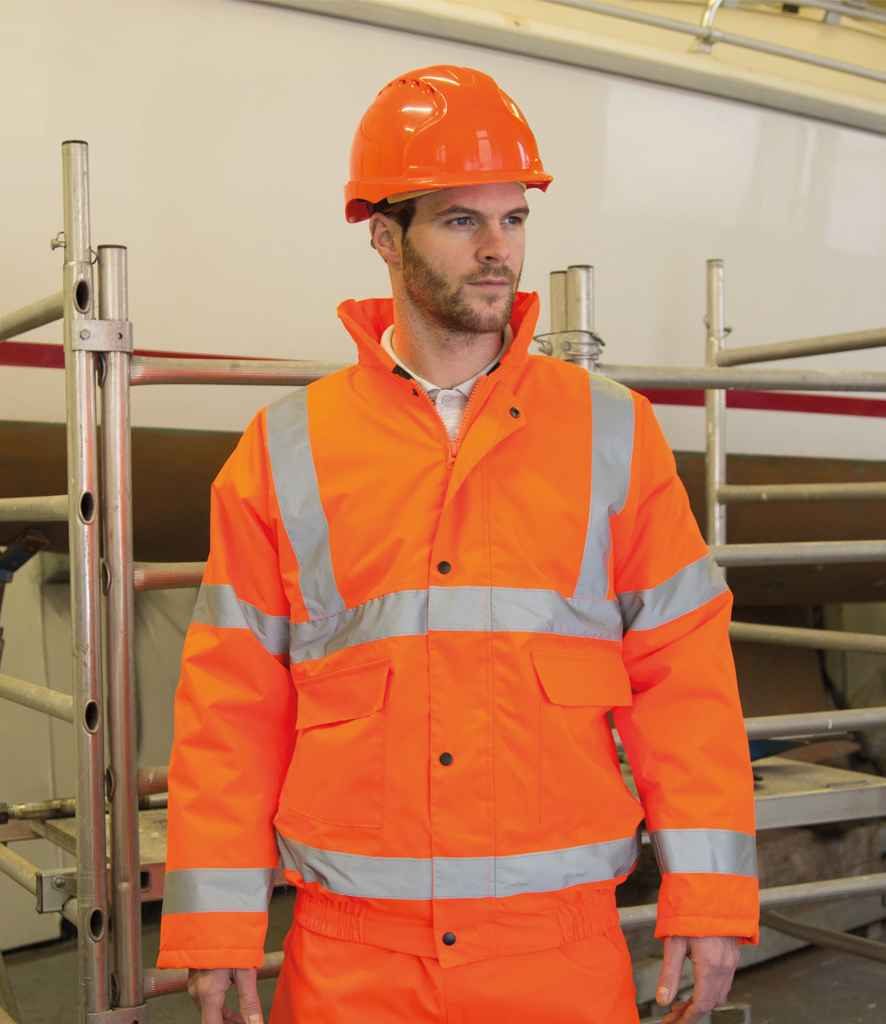 Result Core Hi-Vis Winter Blouson Jacket in by Result Core — Custom branded clothing by Print Press, featuring premium embroidery produced in our specialist print lab in the UK.