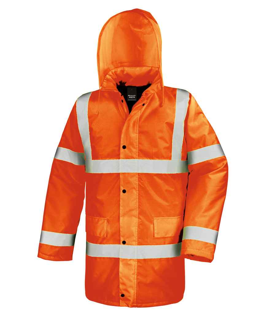 Result Core Hi-Vis Motorway Coat in by Result Core — Custom branded clothing by Print Press, featuring premium embroidery produced in our specialist print lab in the UK.