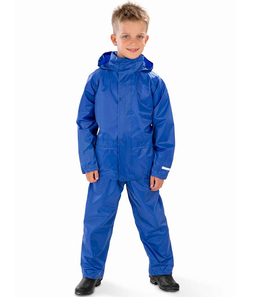 Result Core Kids Waterproof Rain Suit in Royal Blue by Result Core — Custom branded clothing by Print Press, featuring premium embroidery produced in our specialist print lab in the UK.