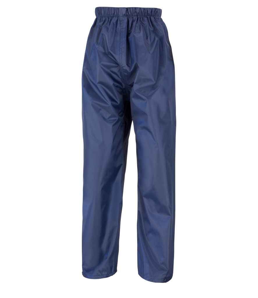 Result Core Kids Waterproof Overtrousers in by Result Core — Custom branded clothing by Print Press, featuring premium embroidery produced in our specialist print lab in the UK.