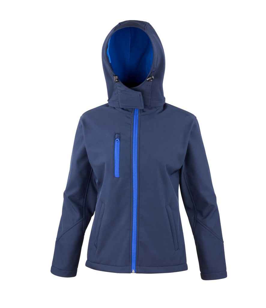 Result Core Ladies Hooded Soft Shell Jacket in by Result Core — Custom branded clothing by Print Press, featuring premium embroidery produced in our specialist print lab in the UK.