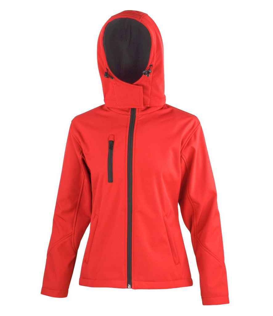 Result Core Ladies Hooded Soft Shell Jacket in by Result Core — Custom branded clothing by Print Press, featuring premium embroidery produced in our specialist print lab in the UK.