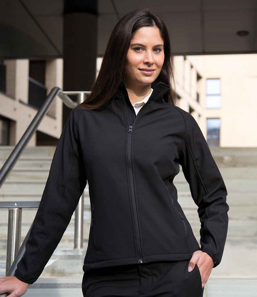 Result Core Ladies Printable Soft Shell Jacket in Black Black by Result Core — Custom branded clothing by Print Press, featuring premium embroidery produced in our specialist print lab in the UK.