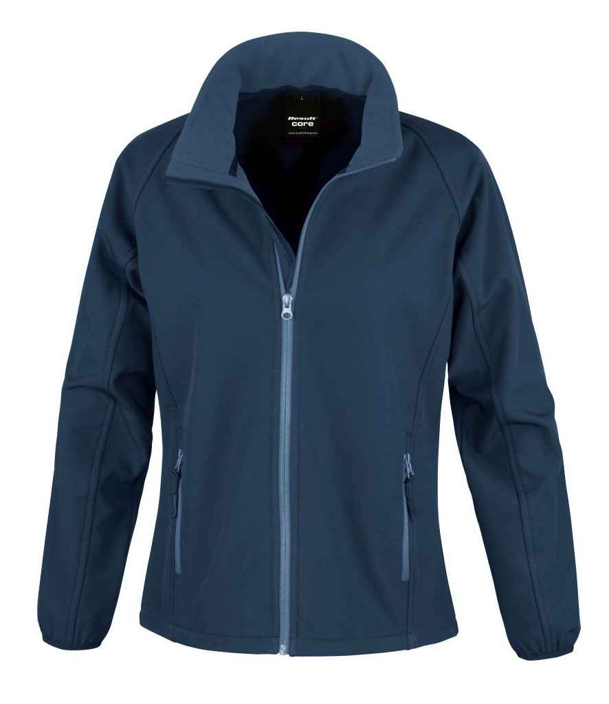 Result Core Ladies Printable Soft Shell Jacket in Navy Navy by Result Core — Custom branded clothing by Print Press, featuring premium embroidery produced in our specialist print lab in the UK.