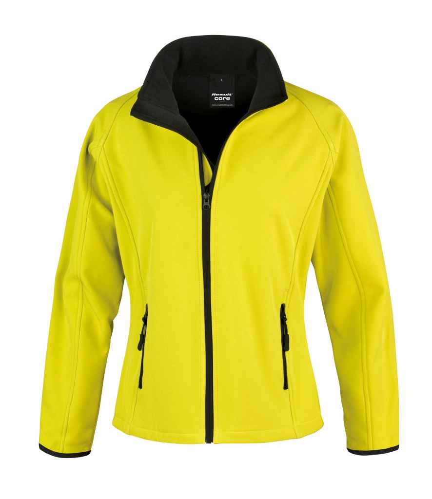 Result Core Ladies Printable Soft Shell Jacket in Yellow Black by Result Core — Custom branded clothing by Print Press, featuring premium embroidery produced in our specialist print lab in the UK.