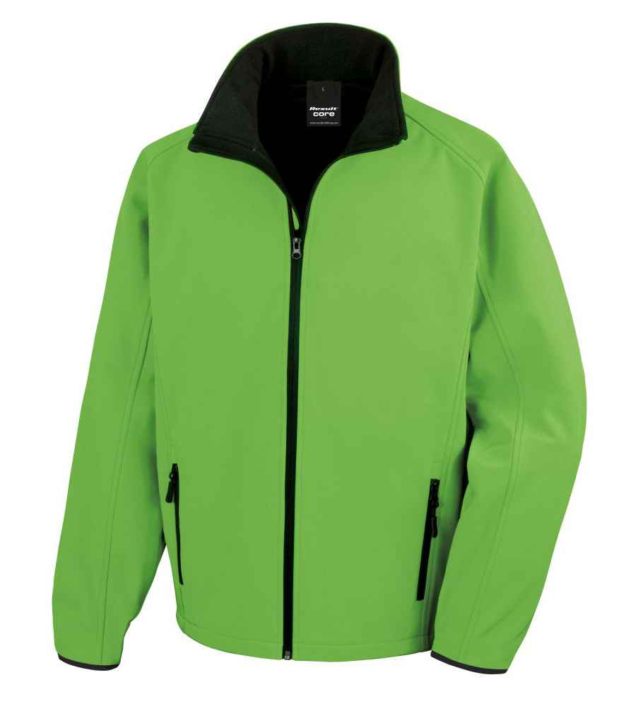 Result Core Printable Soft Shell Jacket in Vivid Green Black by Result Core — Custom branded clothing by Print Press, featuring premium embroidery produced in our specialist print lab in the UK.