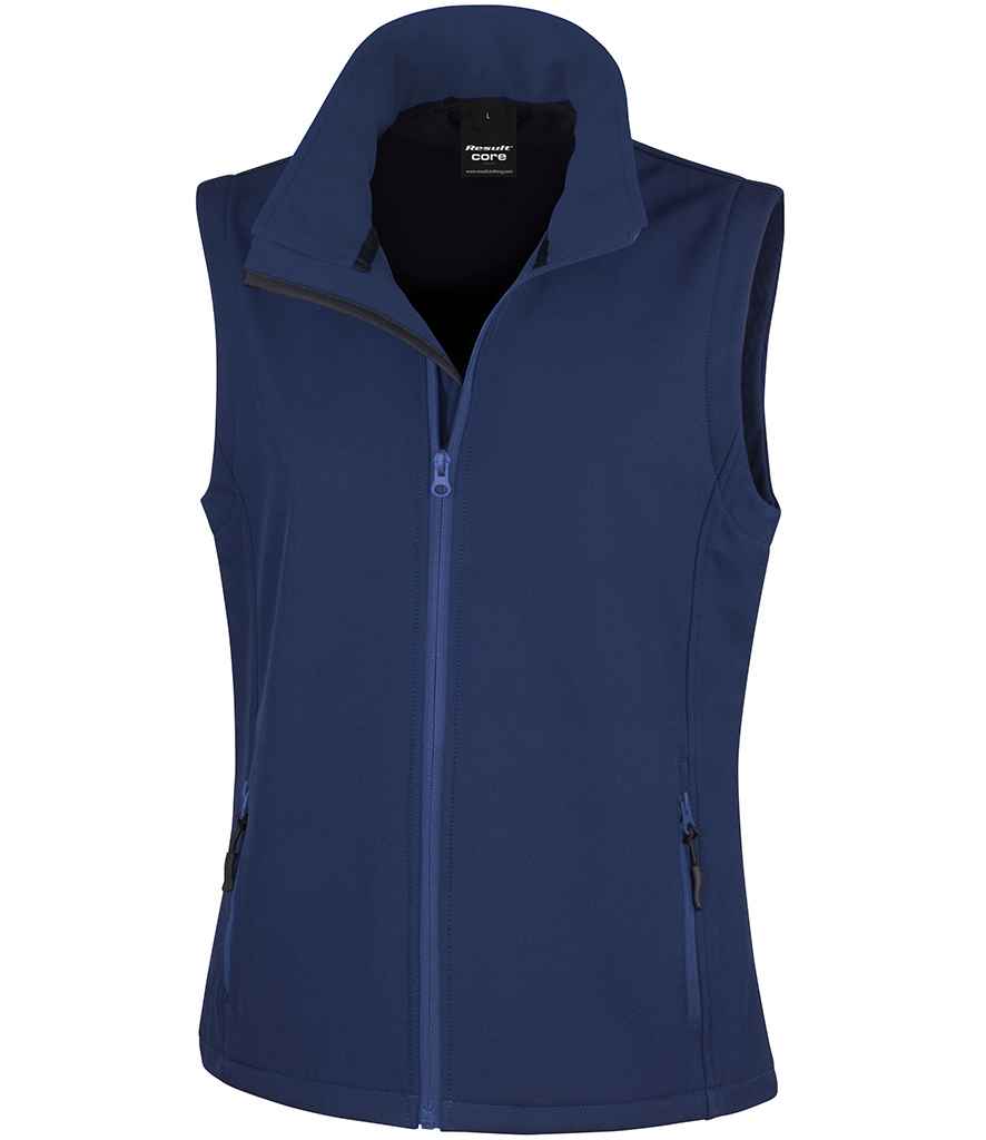 Result Core Ladies Printable Soft Shell Bodywarmer in Navy Navy by Result Core — Custom branded clothing by Print Press, featuring premium embroidery produced in our specialist print lab in the UK.