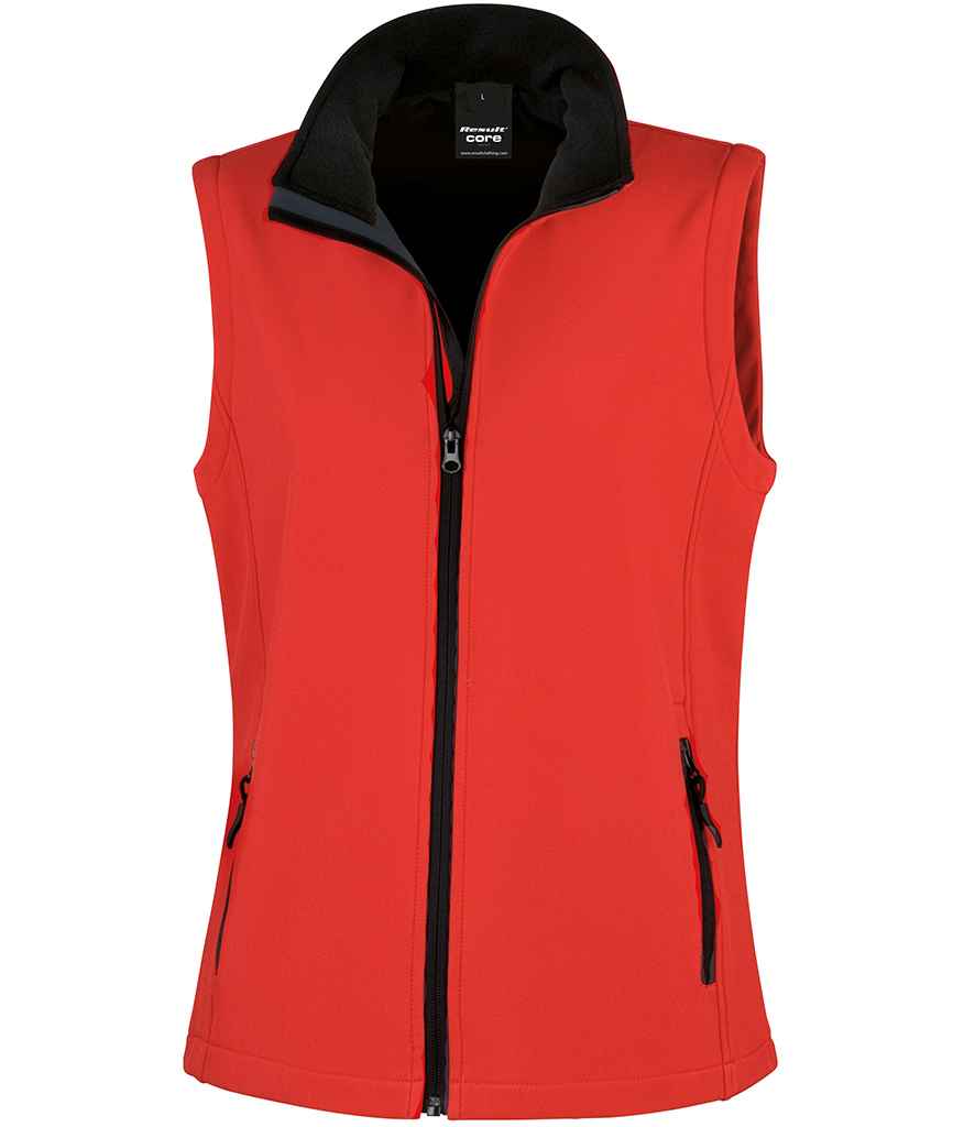 Result Core Ladies Printable Soft Shell Bodywarmer in Red Black by Result Core — Custom branded clothing by Print Press, featuring premium embroidery produced in our specialist print lab in the UK.
