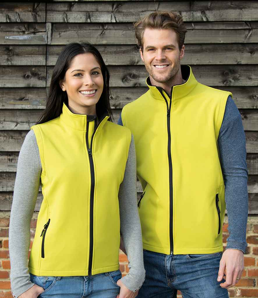 Result Core Ladies Printable Soft Shell Bodywarmer in Yellow Black by Result Core — Custom branded clothing by Print Press, featuring premium embroidery produced in our specialist print lab in the UK.