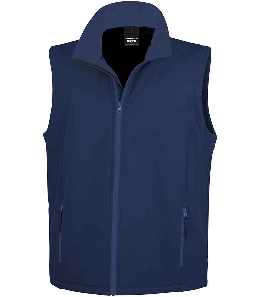 Result Core Printable Soft Shell Bodywarmer in Navy Navy by Result Core — Custom branded clothing by Print Press, featuring premium embroidery produced in our specialist print lab in the UK.