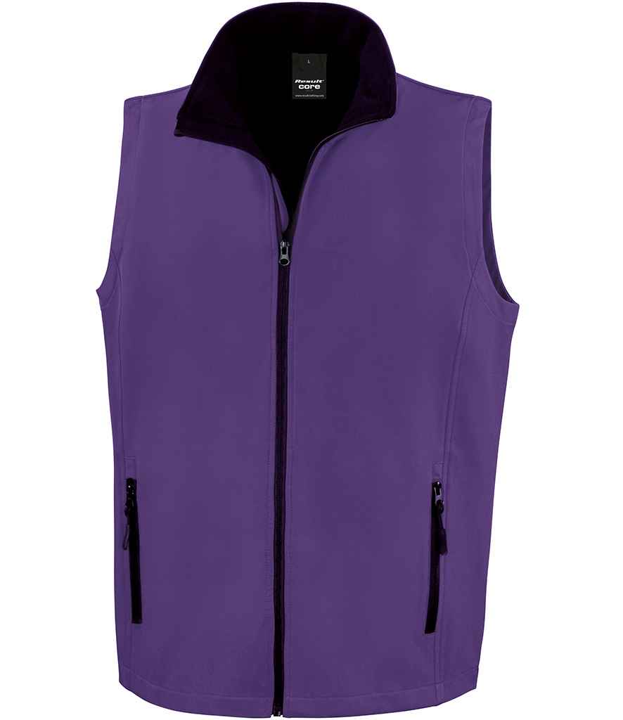Result Core Printable Soft Shell Bodywarmer in Purple Black by Result Core — Custom branded clothing by Print Press, featuring premium embroidery produced in our specialist print lab in the UK.