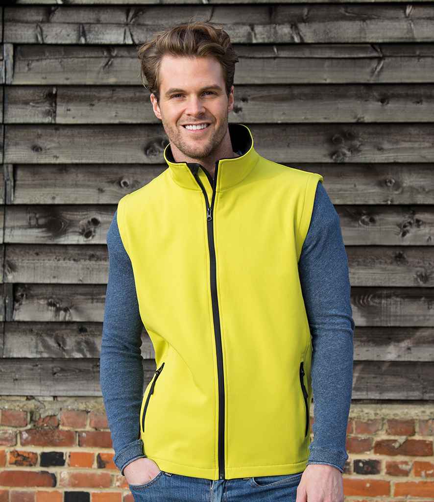 Result Core Printable Soft Shell Bodywarmer in Yellow Black by Result Core — Custom branded clothing by Print Press, featuring premium embroidery produced in our specialist print lab in the UK.