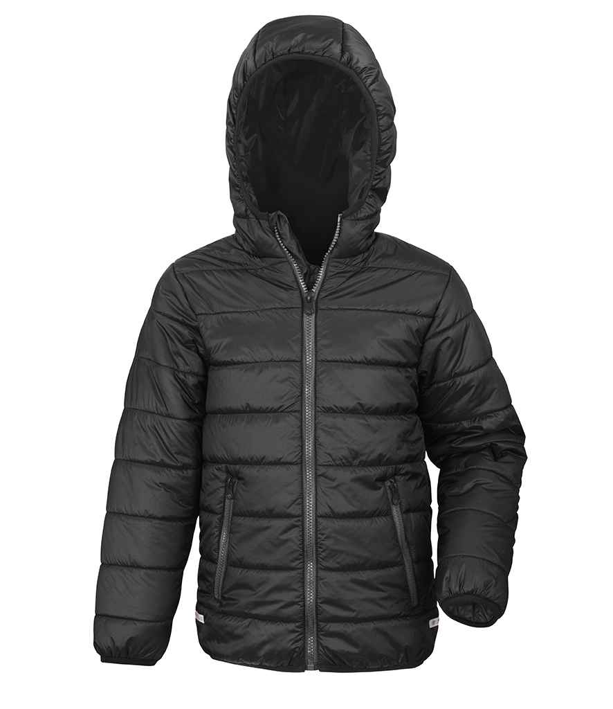 Result Core Kids Padded Jacket in Black Black by Result Core — Custom branded clothing by Print Press, featuring premium embroidery produced in our specialist print lab in the UK.