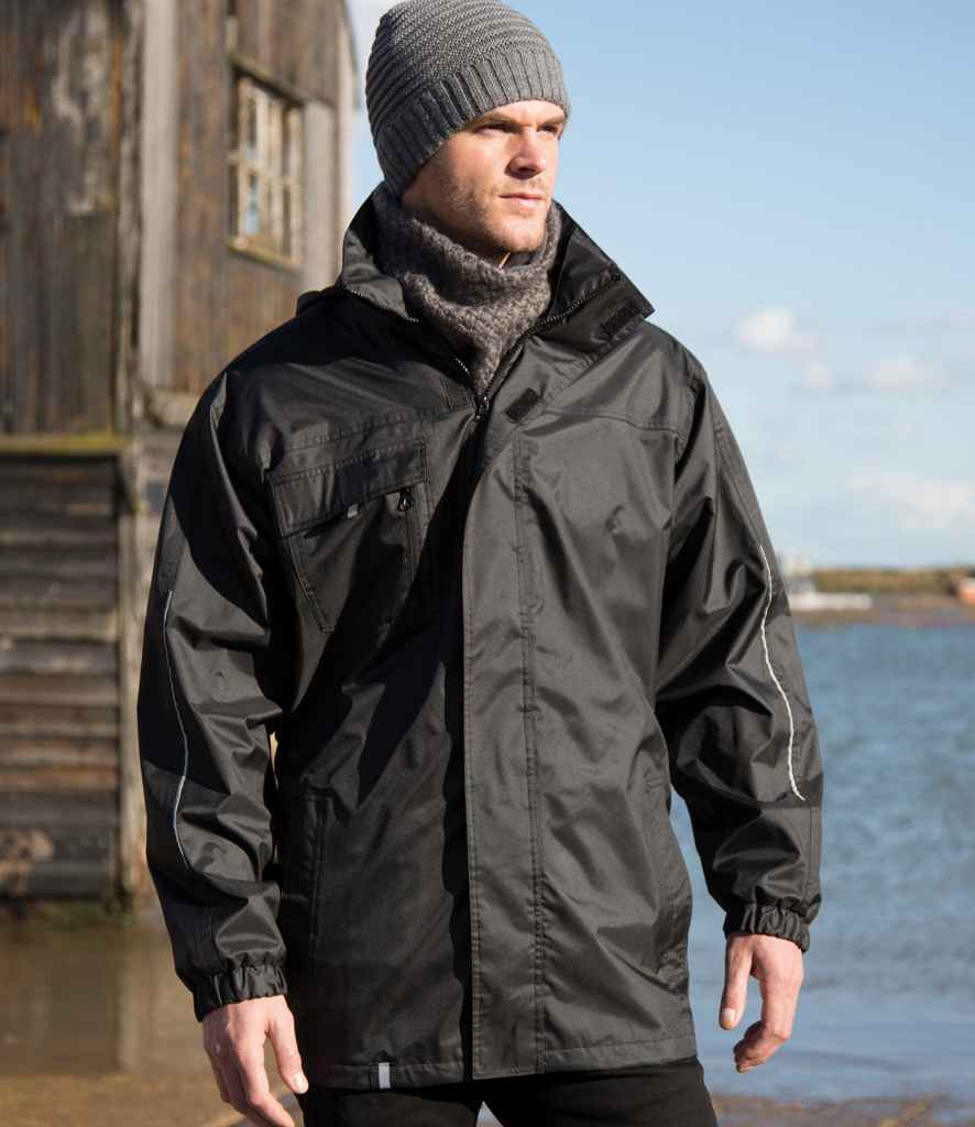 Result Core 3-in-1 Transit Jacket in Black by Result Core — Custom branded clothing by Print Press, featuring premium embroidery produced in our specialist print lab in the UK.