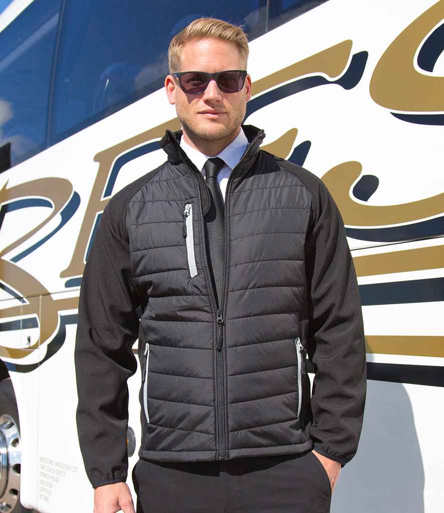 Result Genuine Recycled Black Compass Padded Jacket in Black Grey by Result Genuine Recycled — Custom branded clothing by Print Press, featuring premium embroidery produced in our specialist print lab in the UK.