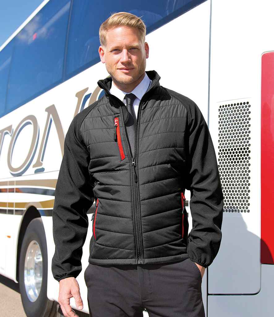 Result Genuine Recycled Black Compass Padded Jacket in Black Red by Result Genuine Recycled — Custom branded clothing by Print Press, featuring premium embroidery produced in our specialist print lab in the UK.