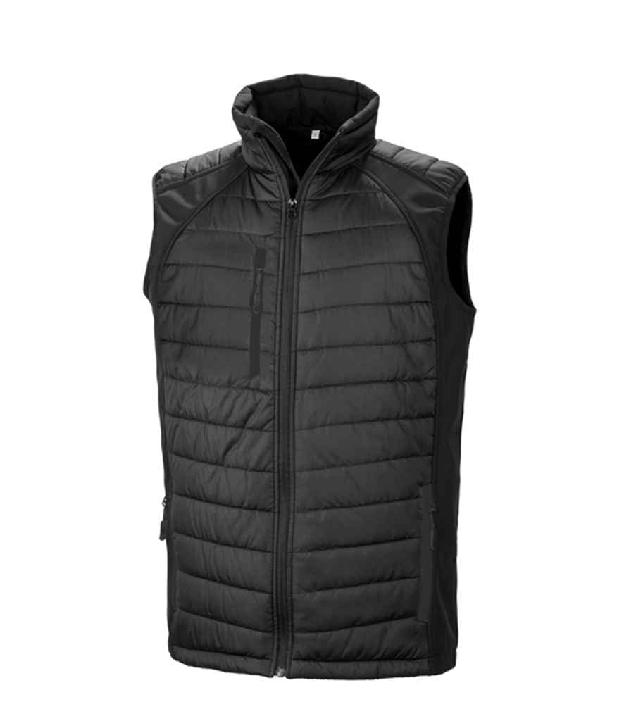 Result Genuine Recycled Black Compass Padded Gilet in Black Black by Result Genuine Recycled — Custom branded clothing by Print Press, featuring premium embroidery produced in our specialist print lab in the UK.