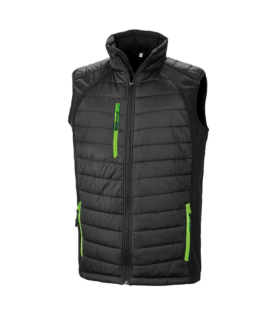 Result Genuine Recycled Black Compass Padded Gilet in by Result Genuine Recycled — Custom branded clothing by Print Press, featuring premium embroidery produced in our specialist print lab in the UK.