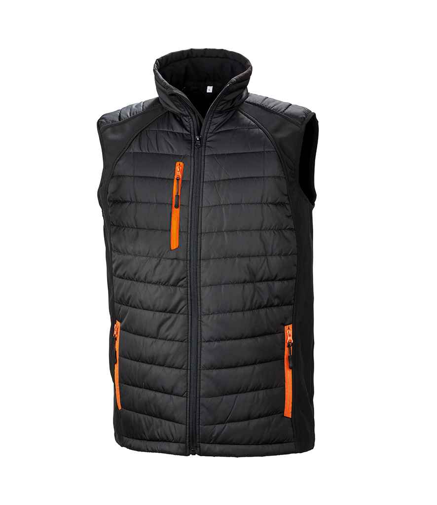 Result Genuine Recycled Black Compass Padded Gilet in by Result Genuine Recycled — Custom branded clothing by Print Press, featuring premium embroidery produced in our specialist print lab in the UK.