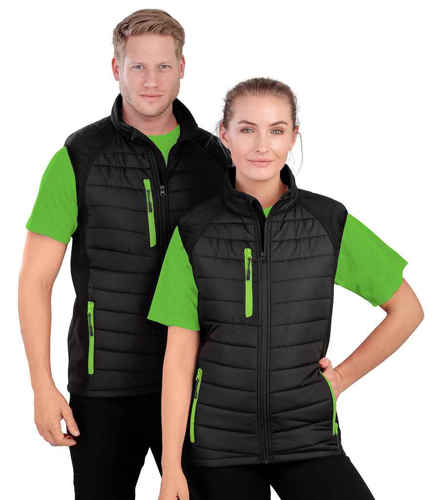 Result Genuine Recycled Black Compass Padded Gilet in by Result Genuine Recycled — Custom branded clothing by Print Press, featuring premium embroidery produced in our specialist print lab in the UK.