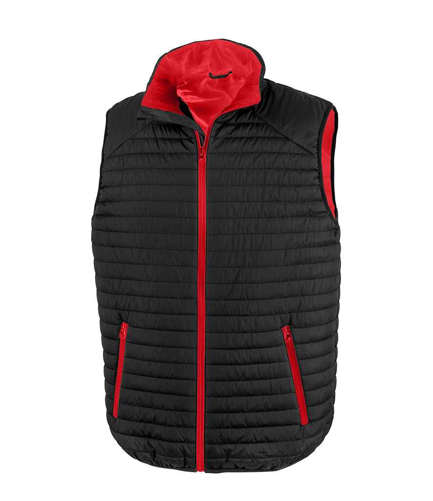 Result Genuine Recycled Thermoquilt Gilet in Black Red by Result Genuine Recycled — Custom branded clothing by Print Press, featuring premium embroidery produced in our specialist print lab in the UK.