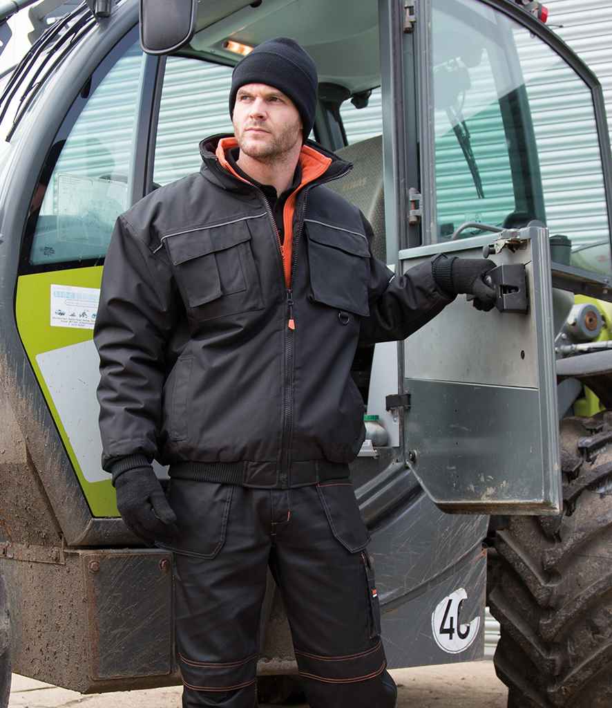 Result Work-Guard Sabre Pilot Jacket in Black by Result Work-Guard — Custom branded clothing by Print Press, featuring premium embroidery produced in our specialist print lab in the UK.