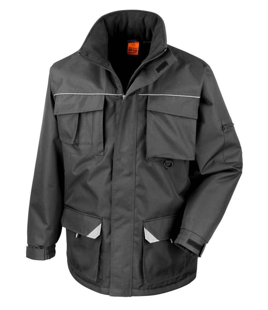 Result Work-Guard Sabre Long Coat in by Result Work-Guard — Custom branded clothing by Print Press, featuring premium embroidery produced in our specialist print lab in the UK.