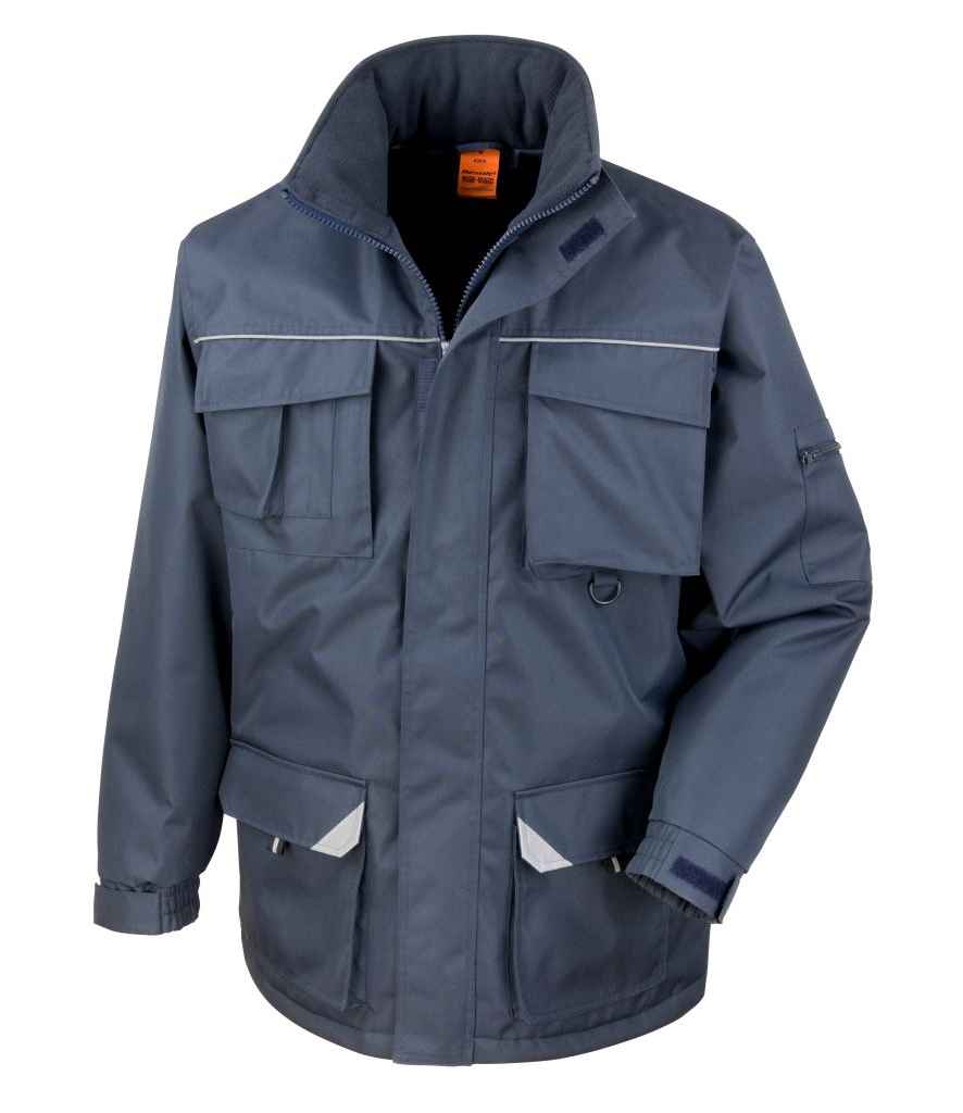 Result Work-Guard Sabre Long Coat in by Result Work-Guard — Custom branded clothing by Print Press, featuring premium embroidery produced in our specialist print lab in the UK.
