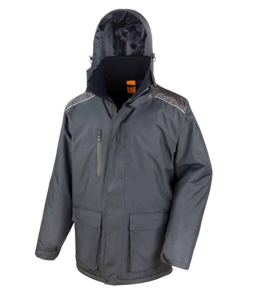 Result Work-Guard Vostex Long Coat in by Result Work-Guard — Custom branded clothing by Print Press, featuring premium embroidery produced in our specialist print lab in the UK.