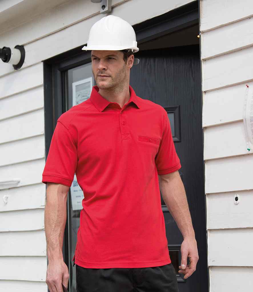 Result Work-Guard Apex Pocket Pique Polo Shirt in Red by Result Work-Guard — Custom branded clothing by Print Press, featuring premium embroidery produced in our specialist print lab in the UK.