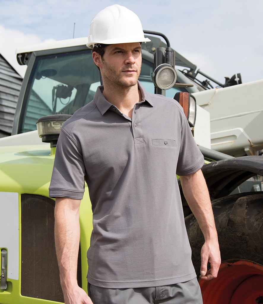 Result Work-Guard Apex Pocket Pique Polo Shirt in Workguard Grey by Result Work-Guard — Custom branded clothing by Print Press, featuring premium embroidery produced in our specialist print lab in the UK.