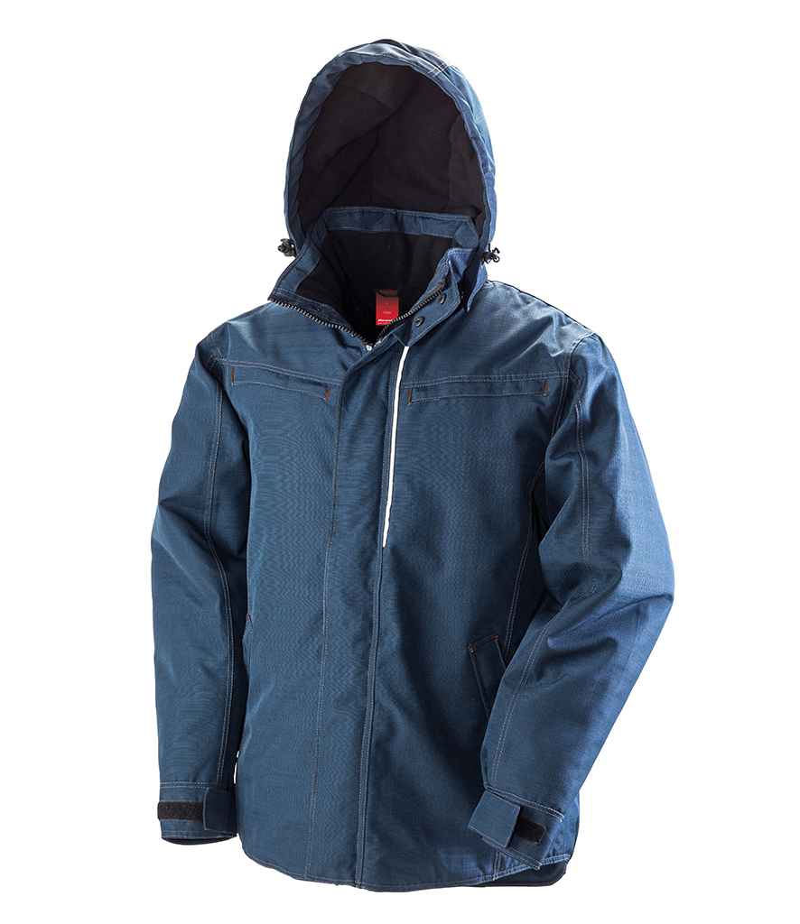 Result Work-Guard Denim Texture Rugged Jacket in by Result Work-Guard — Custom branded clothing by Print Press, featuring premium embroidery produced in our specialist print lab in the UK.