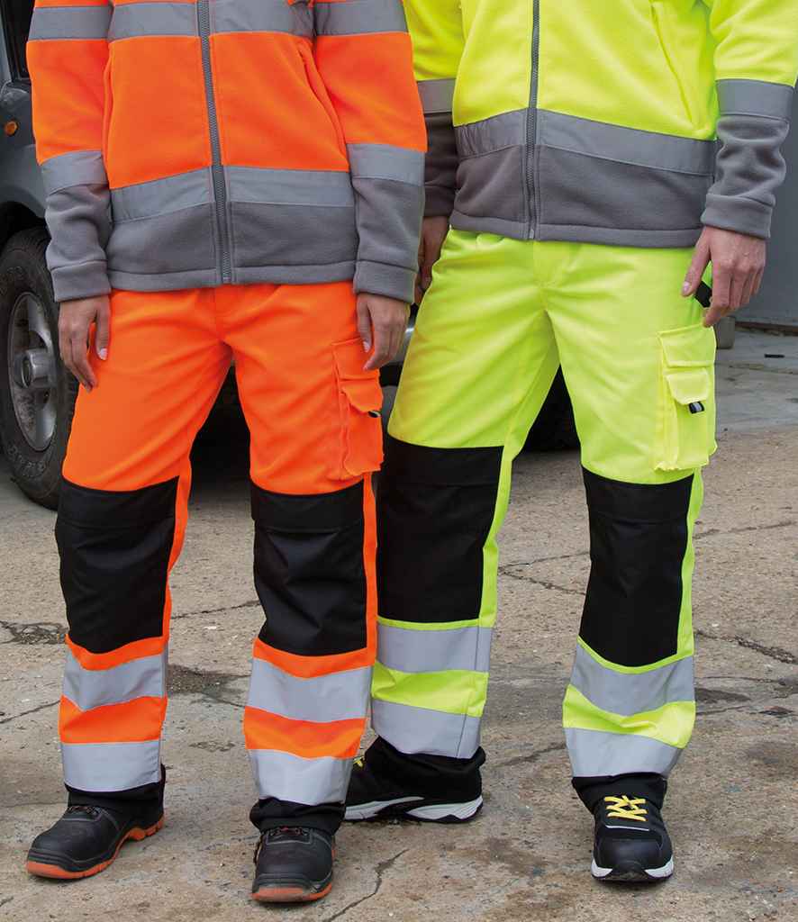 Result Safe-Guard Hi-Vis Cargo Trousers in by Result Safe-Guard — Custom branded clothing by Print Press, featuring premium embroidery produced in our specialist print lab in the UK.