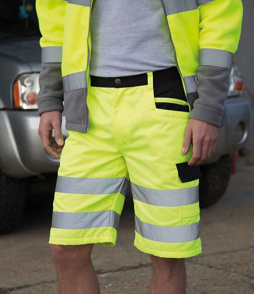 Result Safe-Guard Hi-Vis Cargo Shorts in by Result Safe-Guard — Custom branded clothing by Print Press, featuring premium embroidery produced in our specialist print lab in the UK.